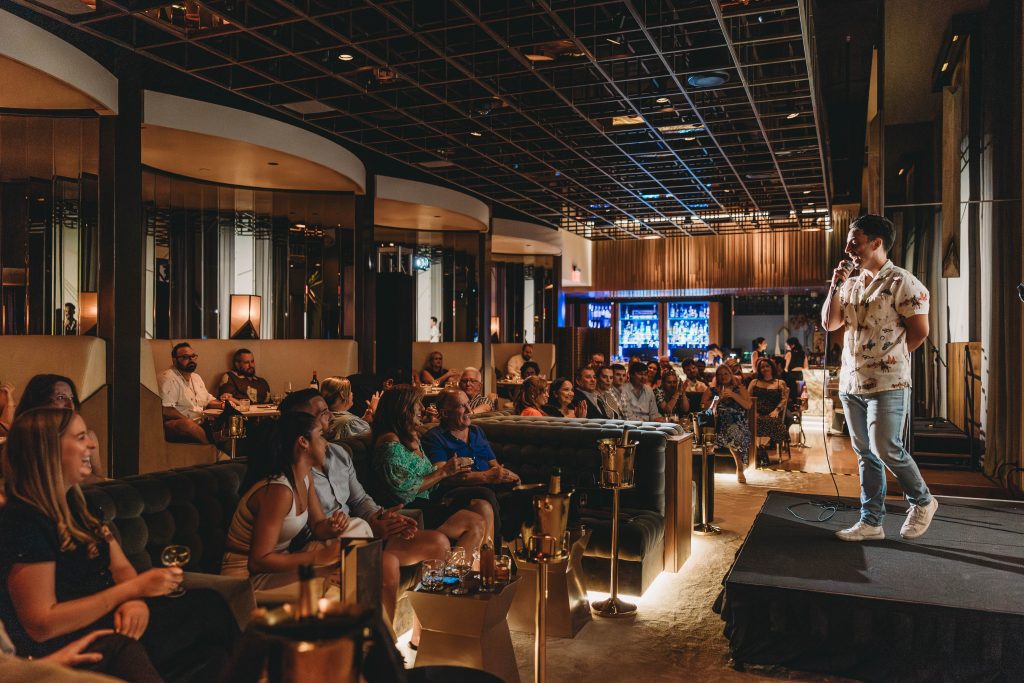 A packed Top Flight Comedy stand-up show in Austin, Texas